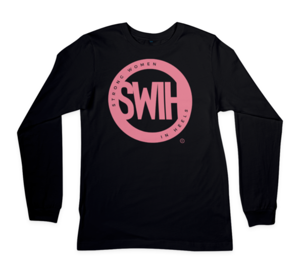 Black Long Sleeve Tee with Pink Logo