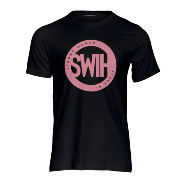 Black Tee with Pink Logo